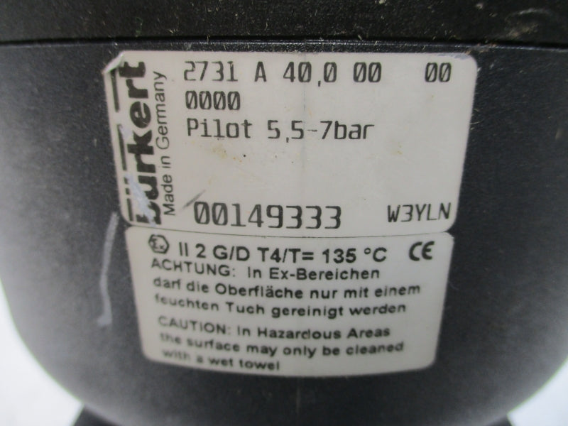 BURKERT 2731-A-40.0-00-00-0000 00149333 W/ 8630-24VDC 00459137 24VDC 100PSI NSNP