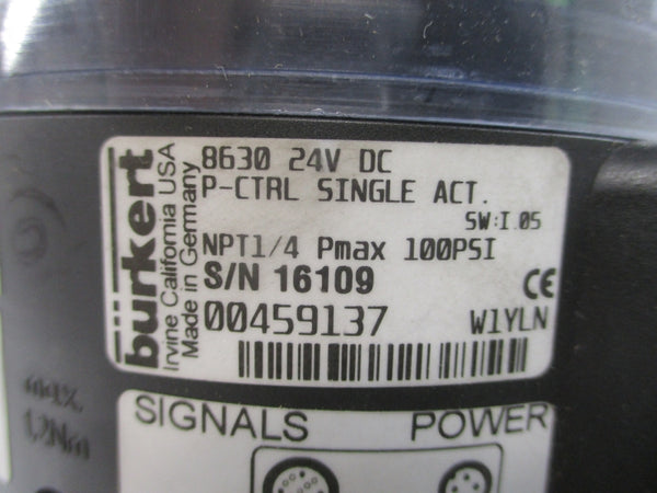 BURKERT 2731-A-40.0-00-00-0000 00149333 W/ 8630-24VDC 00459137 24VDC 100PSI NSNP