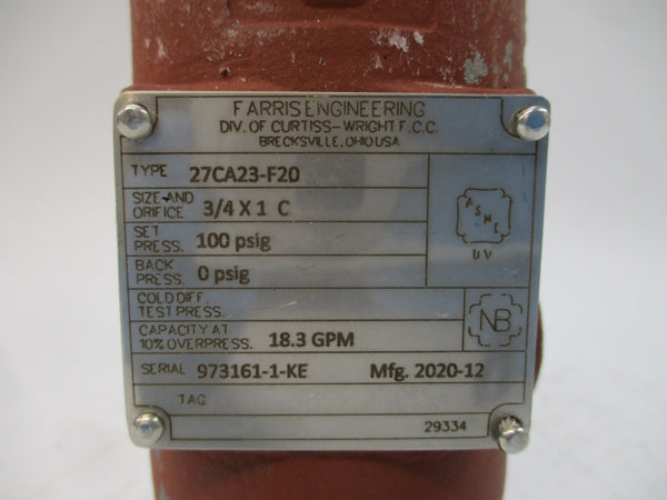 FARRIS ENGINEERING 27CA23-F20 100PSI 3/4" UNMP