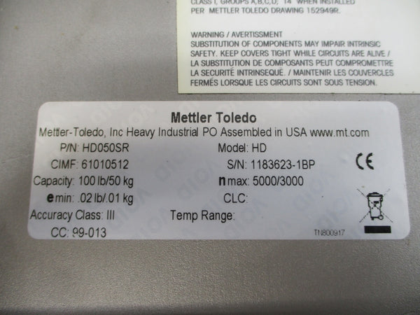 METTLER TOLEDO HD050SR 100LB/50KG NSMP