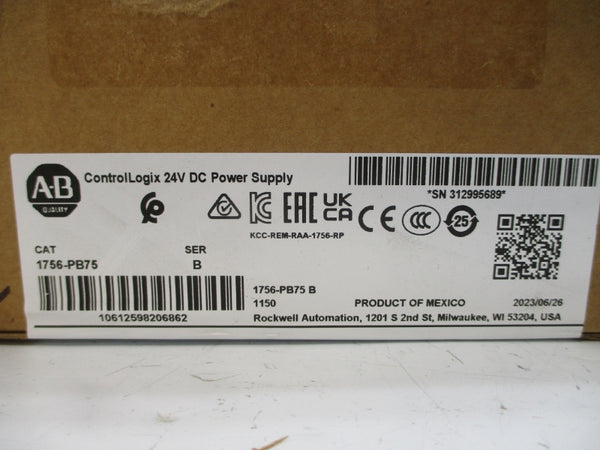 ALLEN BRADLEY 1756-PB75 SER. B 24VDC DATE: 2023 NSFS