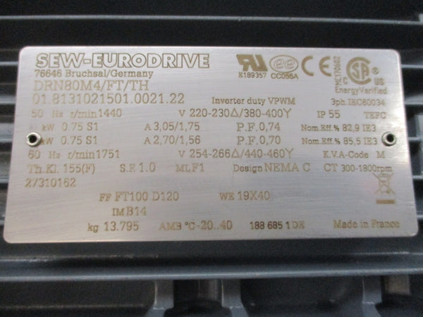 SEW-EURODRIVE DRN80M4/FT/TH 220-230/380-400V 3.05/1.75A NSNP