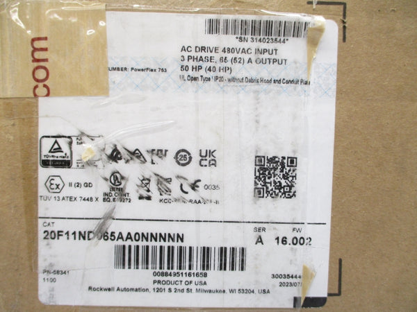 ALLEN BRADLEY 20F11ND065AA0NNNNN SER. A F/W 16.002 480VAC 65A NSMP
