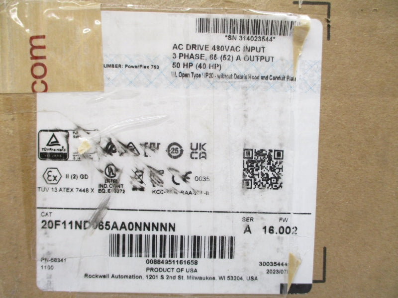 ALLEN BRADLEY 20F11ND065AA0NNNNN SER. A F/W 16.002 480VAC 65A NSMP