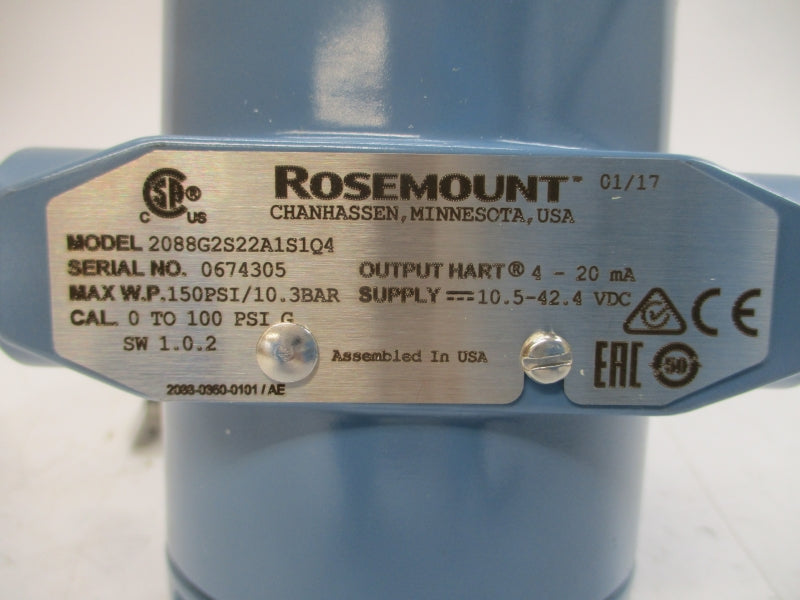 ROSEMOUNT 2088G2S22A1S1Q4 10.5-42.4VDC 0-100PSI NSMP