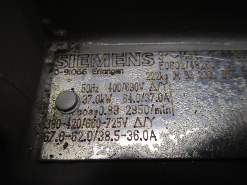 SIEMENS 1LA92072WA60-Z 50HZ 37.0KW 460V 58.0A NSNP