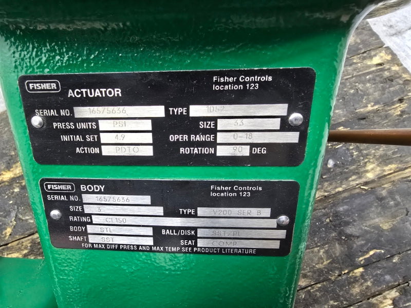 FISHER CONTROLS 1052 V200 SER. B SIZE 33 30VDC 65PSI NSNP