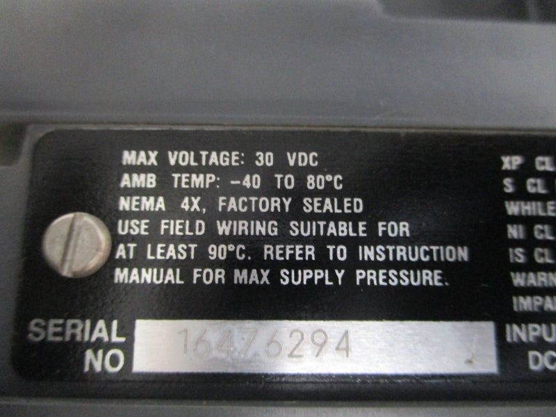 FISHER CONTROLS 1052 V200 SER. B SIZE 40 30VDC 75PSI NSNP