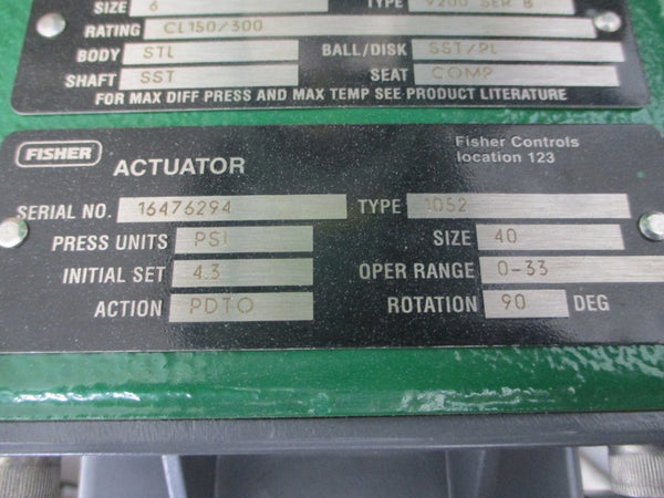 FISHER CONTROLS 1052 V200 SER. B SIZE 40 30VDC 75PSI NSNP