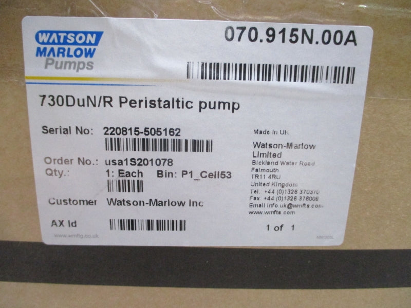 WATSON MARLOW PUMPS 730DUN/R 070.915N.00A 200-240V NSMP