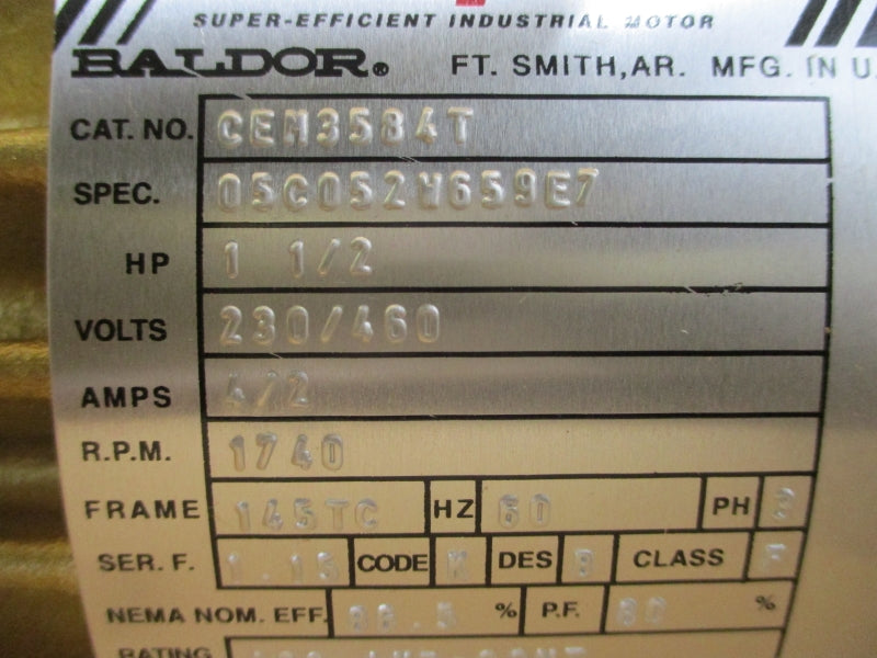 BALDOR CEM3584T 05C052W659E7 230/460V 4/2A NSMP