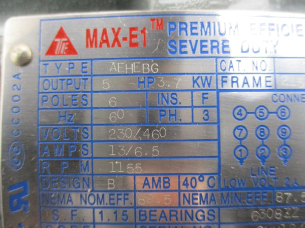 WESTINGHOUSE E0056 AEHEBG 5 HP 1155 RPM 230/460V 13/6.5A NSNP