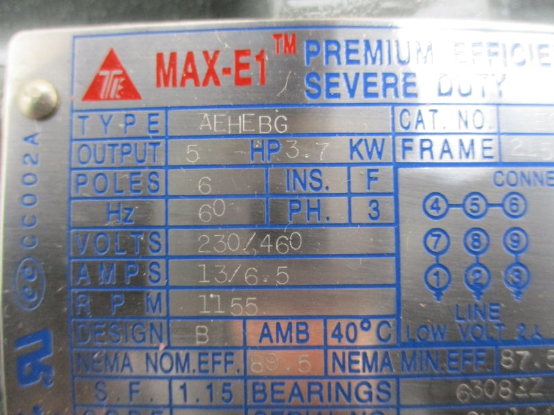 WESTINGHOUSE E0056 AEHEBG 5 HP 1155 RPM 230/460V 13/6.5A NSNP