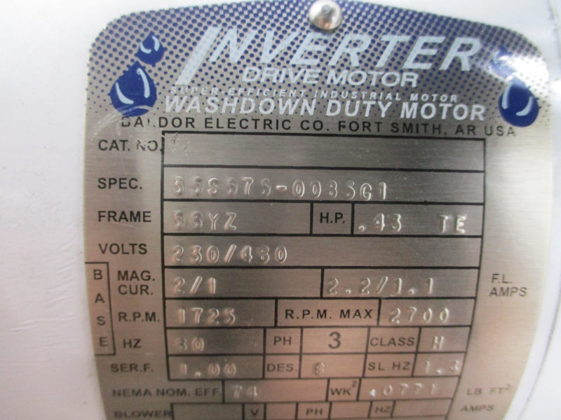 LIGHTNIN XJSS-30 W/ BALDOR 35S675-0085G1 230/480V 2.2/1.1A NSNP