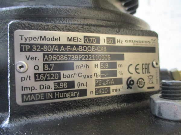 GRUNDFOS TP 32-80/4 A-F-A-BQQE-CX3 W/ MG71A4-14FF130-C1 220-255/380-440V 1.18-1.18/0.68-0.68A NSMP