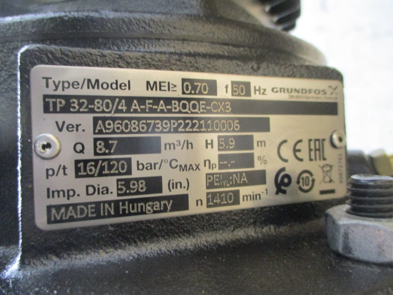 GRUNDFOS TP 32-80/4 A-F-A-BQQE-CX3 W/ MG71A4-14FF130-C1 220-255/380-440V 1.18-1.18/0.68-0.68A NSMP