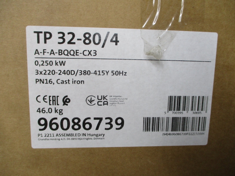 GRUNDFOS TP 32-80/4 A-F-A-BQQE-CX3 W/ MG71A4-14FF130-C1 220-255/380-440V 1.18-1.18/0.68-0.68A NSMP