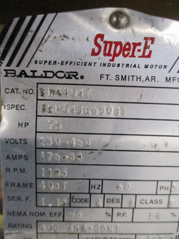 BALDOR EM4404T I6H043W650G1 230-460V 176-88A (AS PICTURED) NSNP