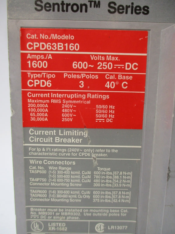 SIEMENS CPD63B160 600VDC 1600A NSNP