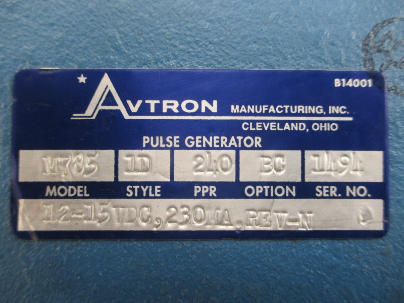 AVTRON MANUFACTURING M785-1D-240-BC 12-15VDC 230A REV. N NSNP