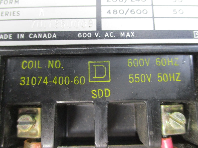 SQUARE D 8536SEO1 SER. A 550/600V NSNP