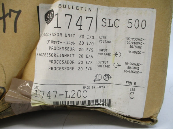 ALLEN BRADLEY 1747-L20C SER. C F/W 6 1240/240VAC NSMP