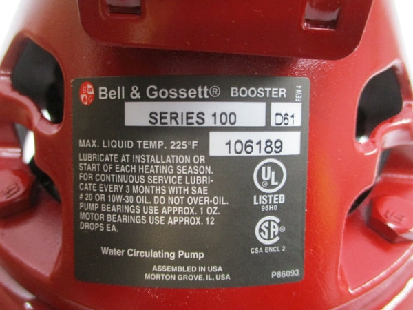 BELL & GOSSETT 106189 SER. 100IB 115V 1.75A NSMP