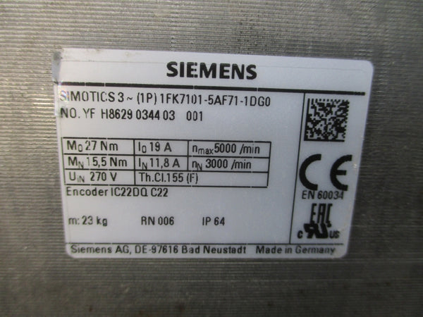 SIEMENS 1FK7101-5AF71-1DG0 270V 11.8/19A NSNP