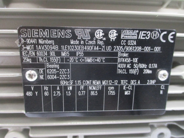 SIEMENS 1LE10230EB490FA4-Z 480V 2.75A NSNP