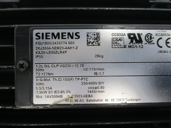 SIEMENS 2KJ3504-5EM23-4AH1-Z 230/400V 5.5/3.15A NSNP