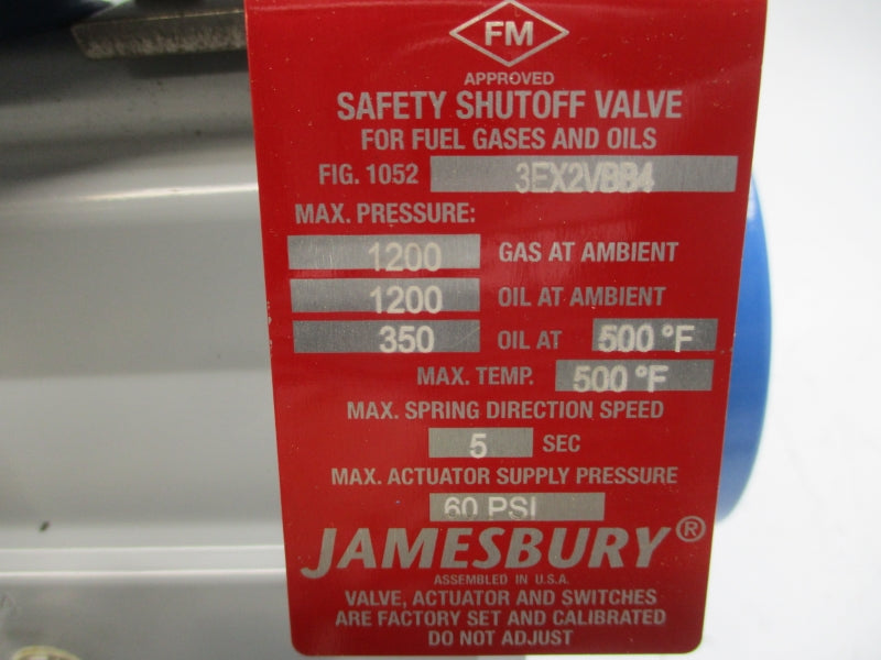 JAMESBURY 14CB2236XT1 VPVL250SR4/5BD 1052 3EX2VBB4 1968PSI 1" NSNP