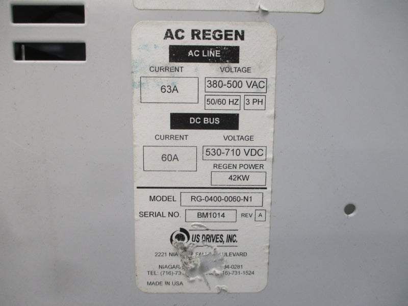 US DRIVES RG-0400-0060-N1 380-500VAC 63A REV. A UNMP