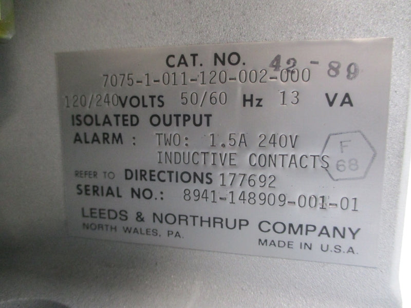 LEEDS & NORTHRUP 7075-1-011-120-002-000 120/240V 1.5A NSNP
