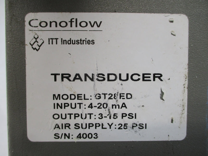 CONOFLOW ITT INDUSTRIES GT28ED 3-15PSI NSNP