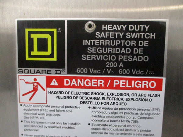 SQUARE D HU364DS SER. F06 600V 200A NSNP