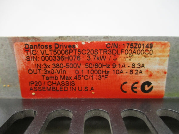 DANFOSS DRIVES VLT5006PT5C20STR3DLF00A00C0 380-500V 9.1-8.3A (AS PICTURED) UNMP