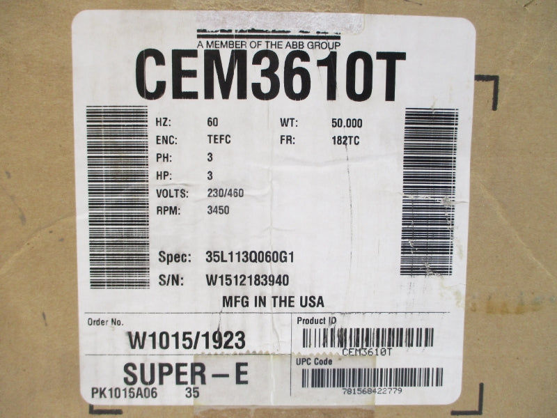 BALDOR CEM3610T 35L113Q060G1 230/460V 7.2/3.6A NSMP