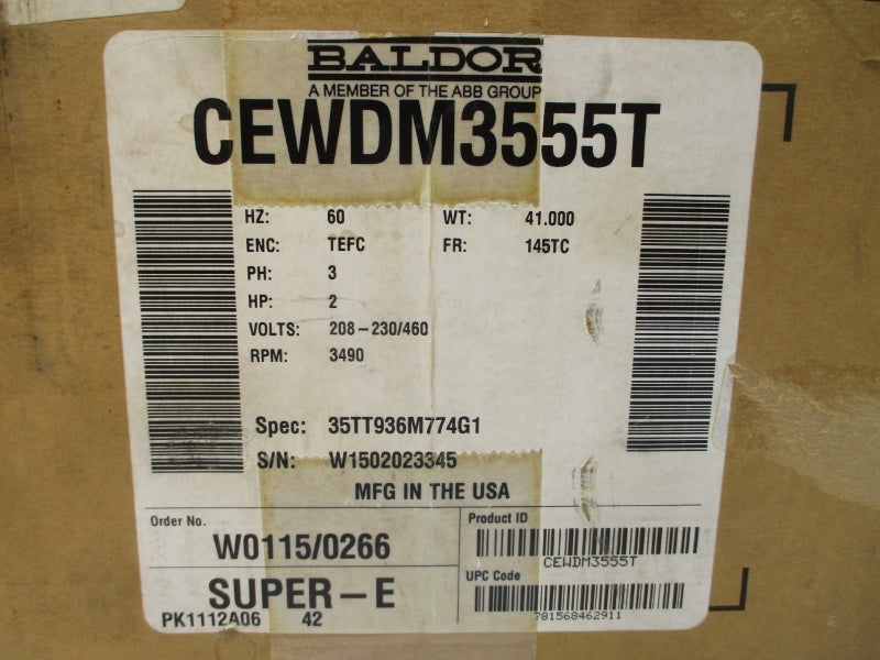 BALDOR CEWDM3555T 35TT936M774G1 208-230/460V 5.3-5/2.5A NSMP