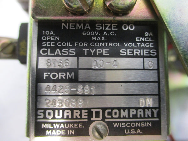 SQUARE D 8736A04 SER. C 208-220V 10A NSNP