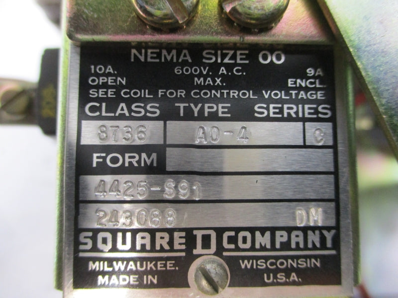 SQUARE D 8736A04 SER. C 208-220V 10A NSNP