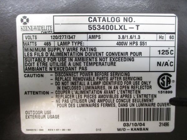 KEENE-WIDELITE 553400LXL-T 120/277/347V 3.8/1.6/1.3A NSNP