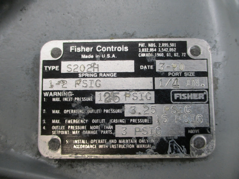 FISHER CONTROLS S202H 1-2PSI 1/4" UNMP