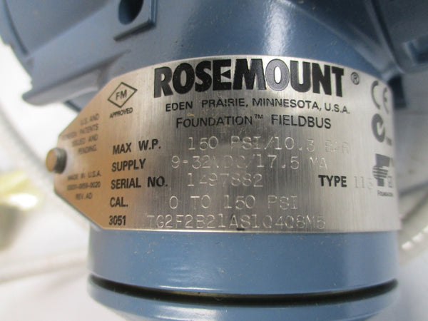 ROSEMOUNT 3051TG2F2B21AS1Q4Q8M5 9-32VDC 150PSI NSMP