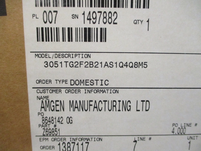 ROSEMOUNT 3051TG2F2B21AS1Q4Q8M5 9-32VDC 150PSI NSMP