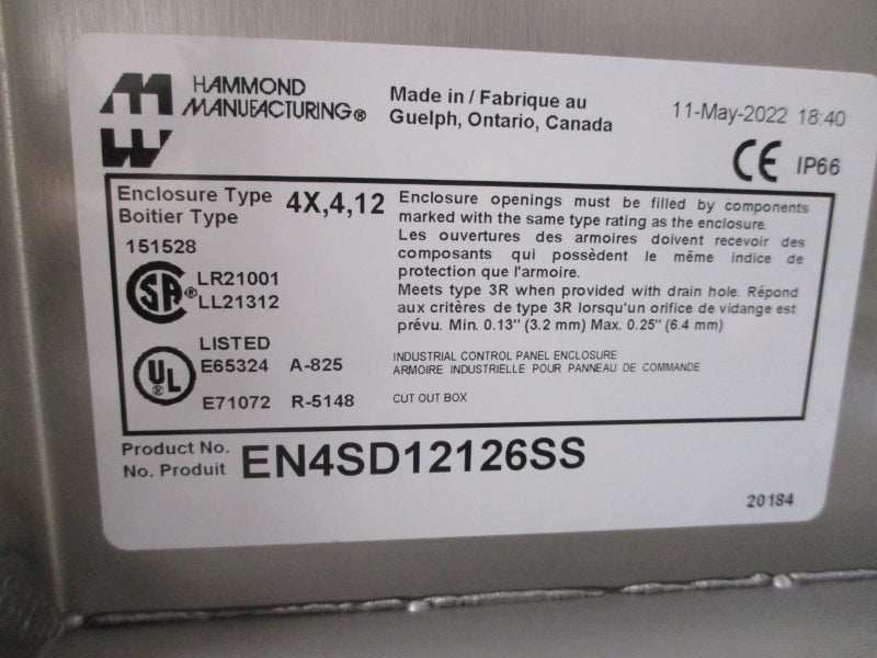 HAMMOND MANUFACTURING EN4SD12126SS NSMP