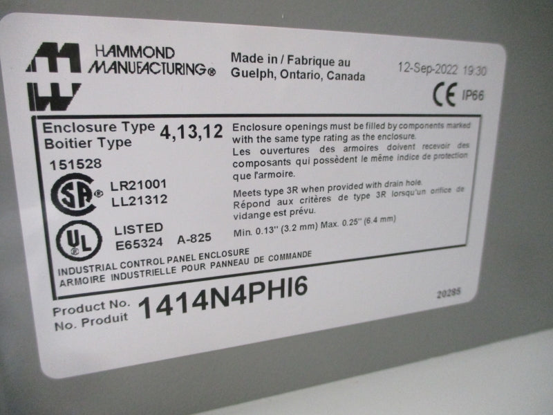 HAMMOND MANUFACTURING 1414N4PHI6 NSMP
