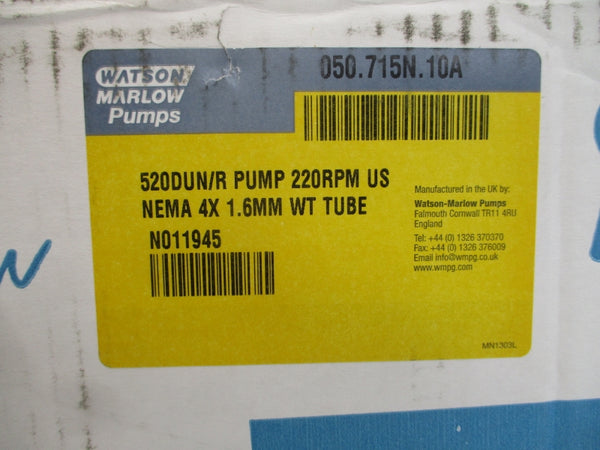 WATSON MARLOW PUMPS 050.715N.10A 520DUN/R 200-240V 2.5A NSMP