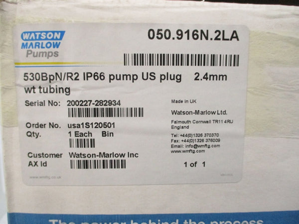 WATSON MARLOW PUMPS 050.916N.2LA 530BPN/R2 200-240V 2.5A NSMP