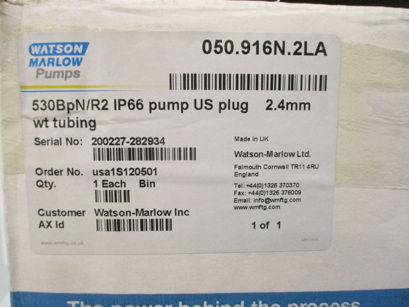 WATSON MARLOW PUMPS 050.916N.2LA 530BPN/R2 200-240V 2.5A NSMP