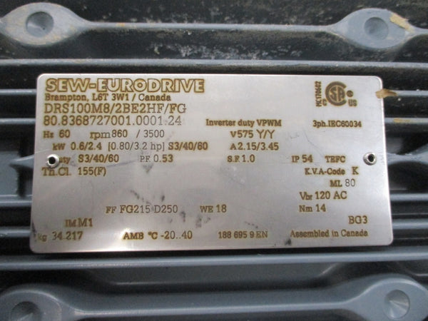 SEW-EURODRIVE DRS100M8/2BEHF/FG 575V 2.15/3.45A NSNP